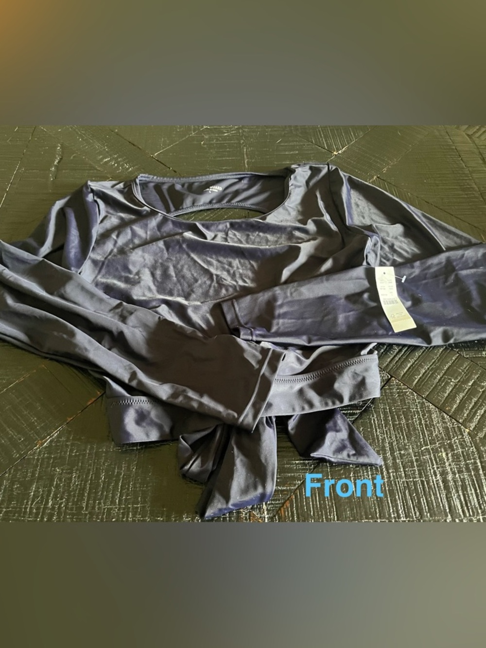 Jcrew Active Cropped Rash Guard in Navy NWT size L